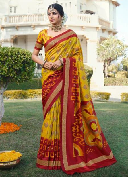 Yellow And Red Colour Fancy Festive Wear Designer Heavy Patola Silk Saree Collection 53712